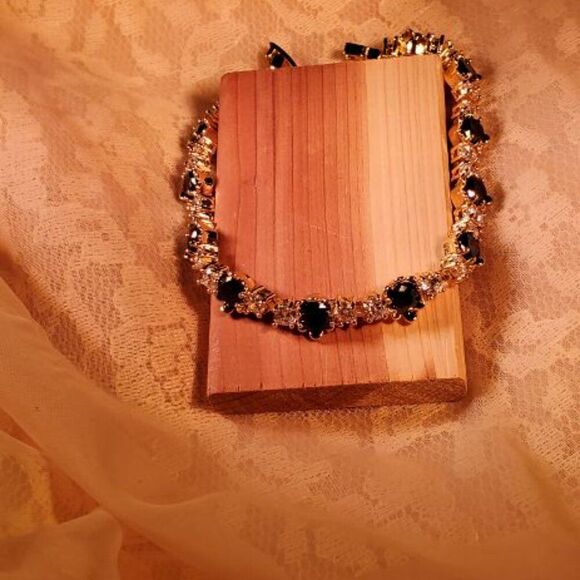 Elite New 14.95ctw Black Spinal & White Topaz Bracelet, 7.5 inches, - Picture 9 of 9